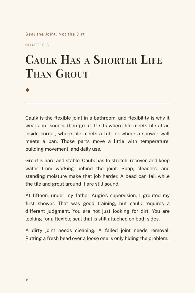 Page 19 — Caulk Has a Shorter Life Than Grout